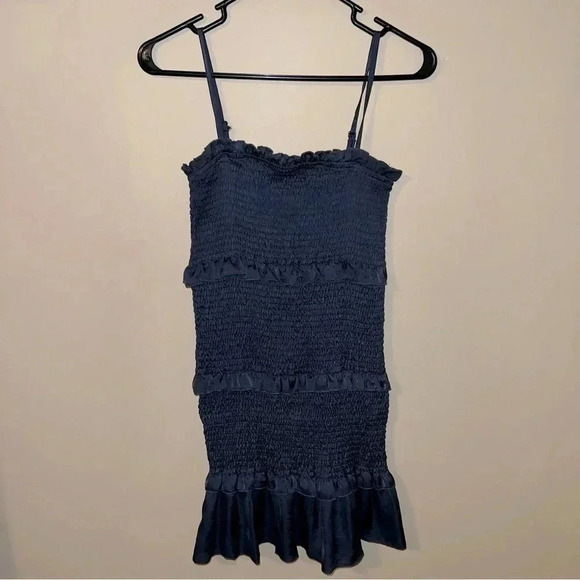 Mable Anthropologie Smocked Mini Dress Gray Medium - Picture 1 of 4